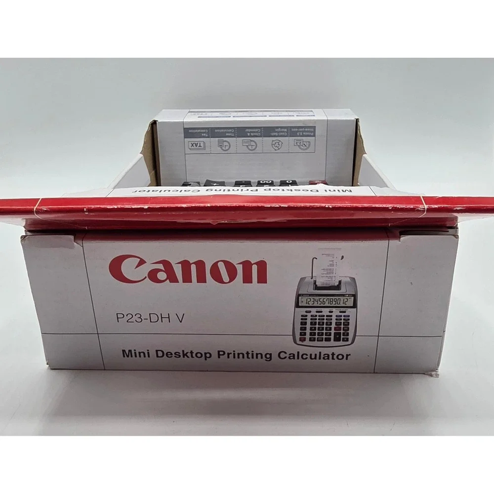 Canon P23-DH V Mini Desktop Printing Calculator 12-Digit 2-Color Print Silver